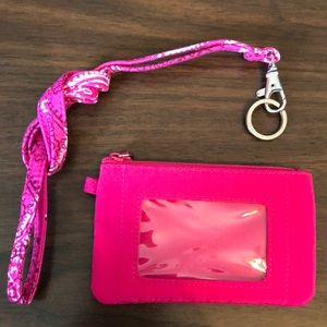 Vera Bradley zip id fushcia pink w/ lanyard